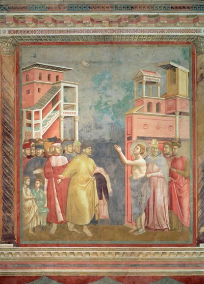 San Francisco renuncia a los bienes y riquezas terrenales de su padre, 1297-99 de Giotto di Bondone